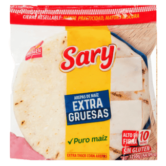 10 Un x Sary White Corn Arepas Extra Thick - Arepas de Maiz Blanco Extra Gruesas (1250g)