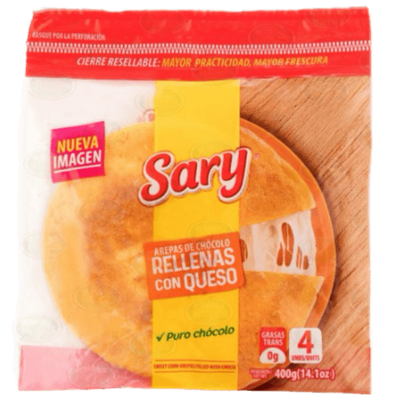 4 Un x Sary Frozen Chocolo Arepa Filled With Cheese - Arepas De Chocolo Rellena Con Queso (380g)