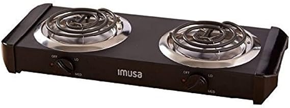Imusa Black Electric Double Burner - Quemador Doble Eléctrico Negro (1750W)