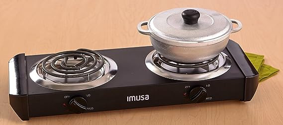 Imusa Black Electric Double Burner - Quemador Doble Eléctrico Negro (1750W) - Image 2