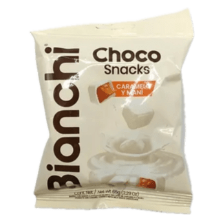 Bianchi Choco Snacks Peanuts And Caramel Covered With Milk White Chocolate - Barra Con Sabor A Chocolate Rellena De Caramelo Y Maní (55g)