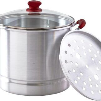 Imusa Red Ruby 20-Quart Steamer with Glass Lid-  Tamalera Style  20 Qt tapa Vidrio Roja