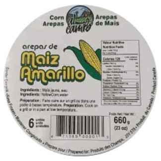 6 Un x Al Campo Yellow Corn Arepas - Arepas de Maiz Amarillo (660g)