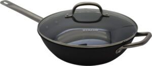 IMUSA USA 5.2Qt Light Cast Iron Jumbo Cooker Pre-Seasoned Non-Stick with Stainless Steel Handles, Black