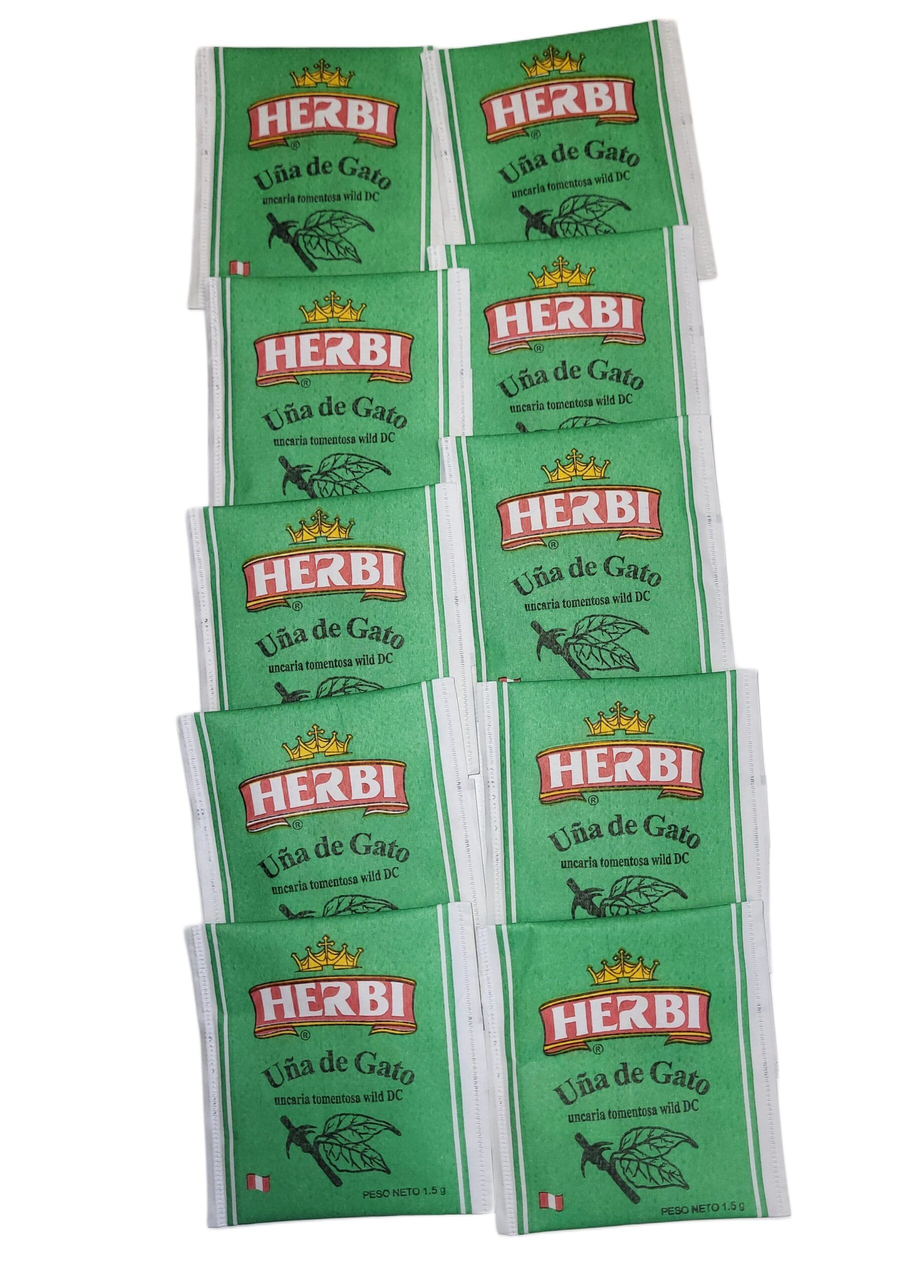 Herbi Cat's Claw Tea - Natural Amazonian Herbal Infusion Uña de Gato (10 Tea Bags - Sachet)