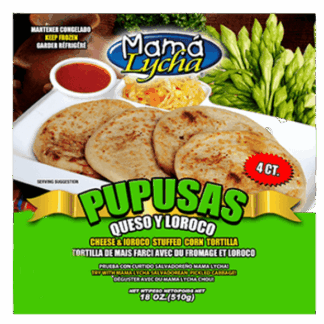 Pupusas Queso y Loroco Mama Lycha - Pupusa Cheese and Loroco - 4 Pk