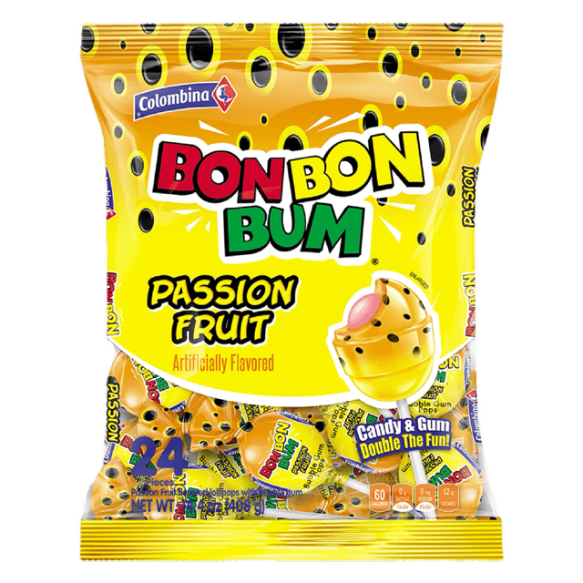 24 Un x Colombina Bon Bon Bum Passion Fruit Flavored - Bon Bon Bum Sabor A Maracuya