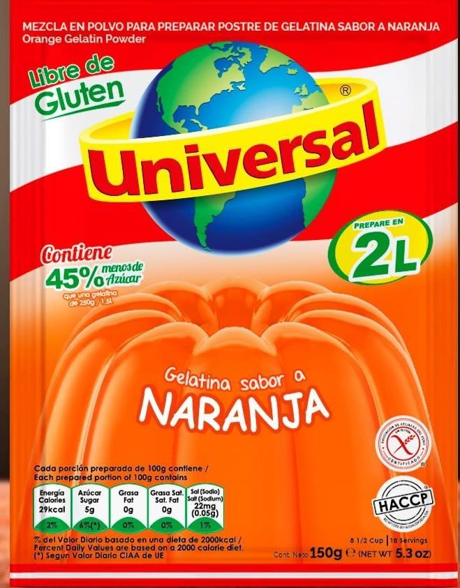 Universal Orange Gelatin Powder - Gelatina Sabor a Naranja (150g)