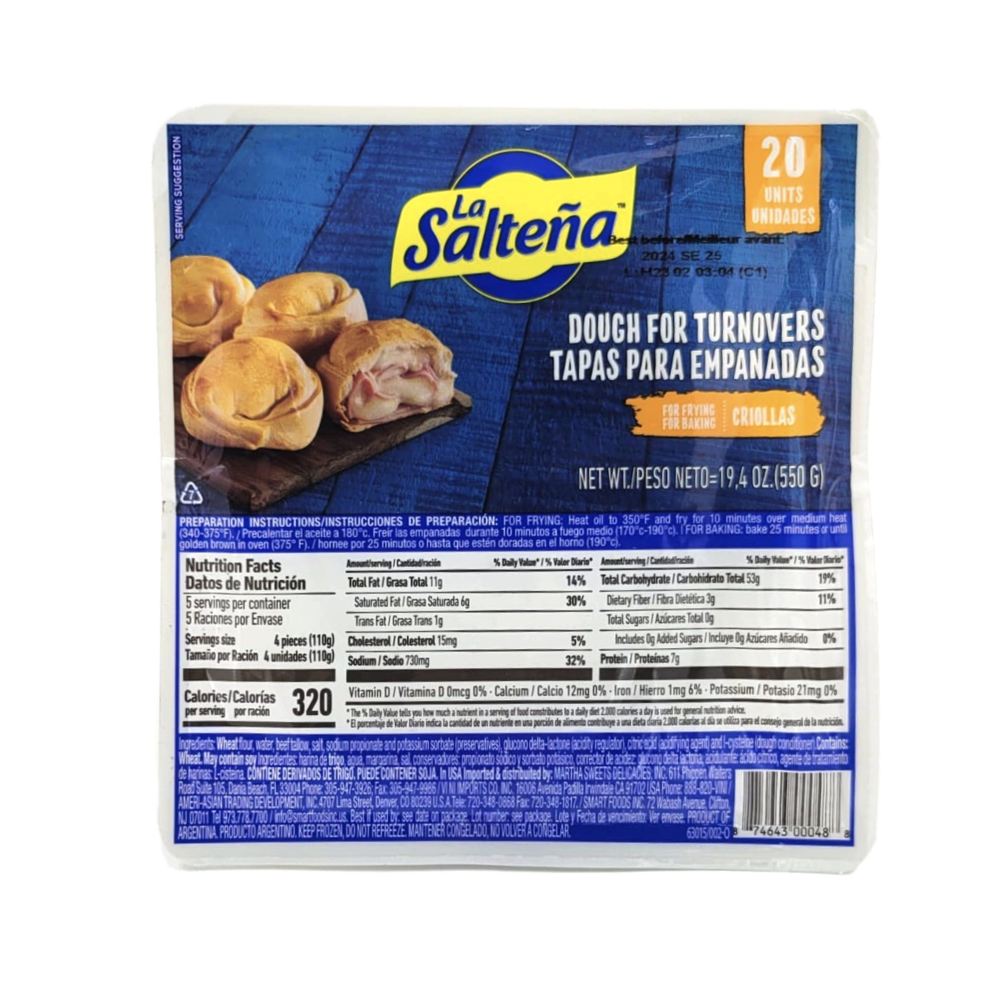 La Salteña Dough for TUrnovers - Tapas Para Empanadas Criollas (550 g)