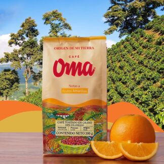 Café OMA Notas a Frutos Amarillos en Grano - Coffe With Notes to Yellow Fruits in Beans 300 gr