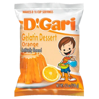 D'Gari Orange Gelatin Dessert Mix - 120g (4.2 oz) | Authentic Mexican Gelatina